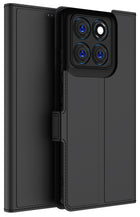 Kapa Noble Slim Magnetic Leather Flip Case Cover for Moto Edge 60 Pro | Card Holder Stand Flip Wallet Case (Black) - Mobizang