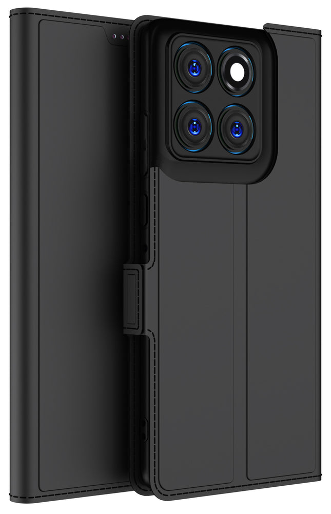 Kapa Noble Slim Magnetic Leather Flip Case Cover for Moto Edge 60 Pro | Card Holder Stand Flip Wallet Case (Black) - Mobizang