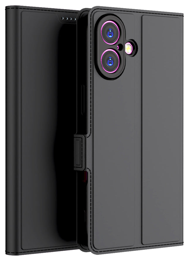 Kapa Noble Slim Magnetic Leather Flip Case Cover for Apple iPhone 17 | Card Holder Stand Flip Wallet Case (Black) - Mobizang
