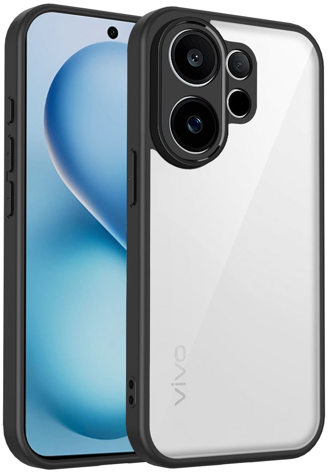 Kapa Hawkeye Clear Slim Tough Back Cover for Vivo V60 / V60e / Vivo T4 Pro 5G | Camera Lens Protector Anti Yellow Shockproof Clear Hybrid Case Cover (Black Sides) - Mobizang