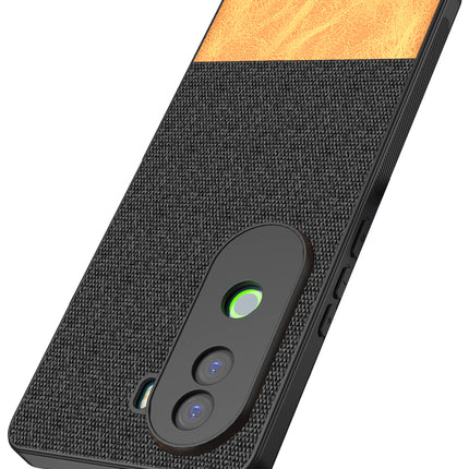 Kapa Soft Fabric & Leather Hybrid Protective Back Cover for Vivo V40E / iQOO Z9S | Shockproof Slim Hard Anti Slip Back Case (Black,Brown)