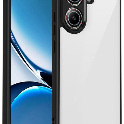Kapa Hawkeye Clear Slim Tough Back Cover for Poco F7 5G | Camera Lens Protector Anti Yellow Shockproof Clear Hybrid Case Cover (Black Sides)