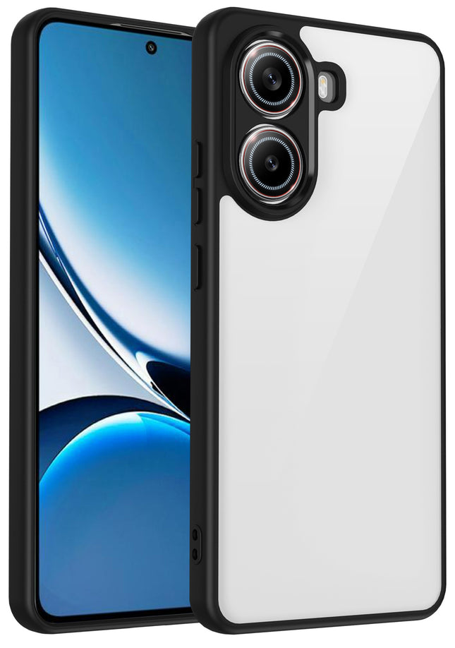 Kapa Hawkeye Clear Slim Tough Back Cover for Poco F7 5G | Camera Lens Protector Anti Yellow Shockproof Clear Hybrid Case Cover (Black Sides)