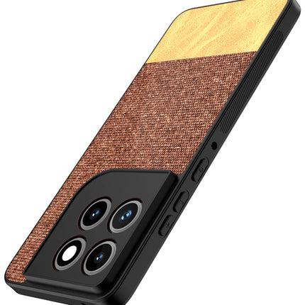 Kapa Soft Fabric & Leather Hybrid Protective Back Cover for Moto Edge 70 | Shockproof Slim Hard Anti Slip Back Case (Brown)