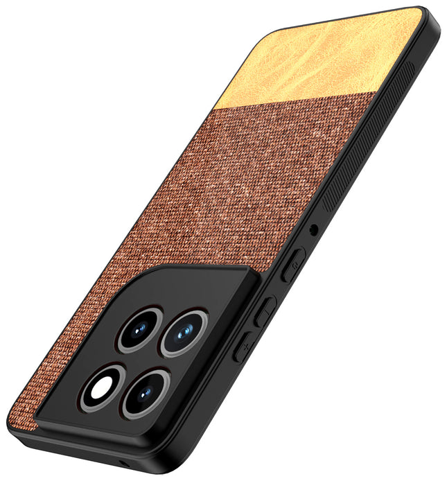 Kapa Soft Fabric & Leather Hybrid Protective Back Cover for Moto Edge 70 | Shockproof Slim Hard Anti Slip Back Case (Brown)