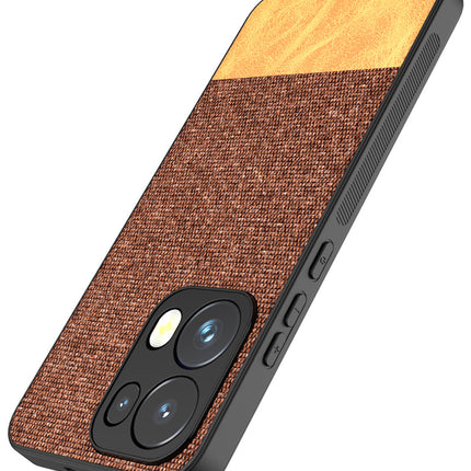 Kapa Soft Fabric & Leather Hybrid Protective Back Cover for Oppo Reno 13 Pro | Shockproof Slim Hard Anti Slip Back Case (Brown)