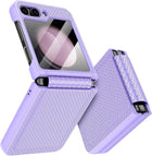Kapa Textured Grip Hinge Protection Back Cover for Samsung Galaxy Z Flip5 / Z Flip 5 | with [Inbuilt Glass] Full Body Shockproof Hard Back Case (Purple)