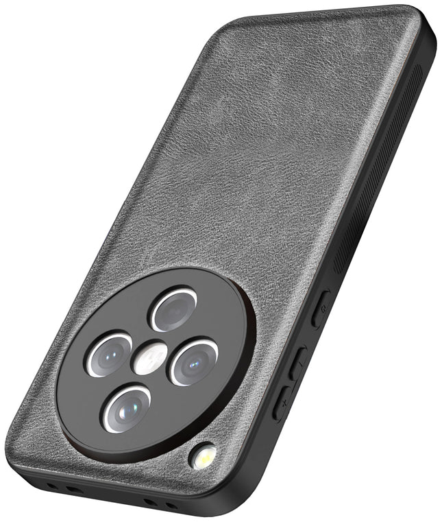 Kapa Tux Leather Back Cover for Oppo Find X8 | Slim Shockproof Camera Protection Bumper Case (Grey)