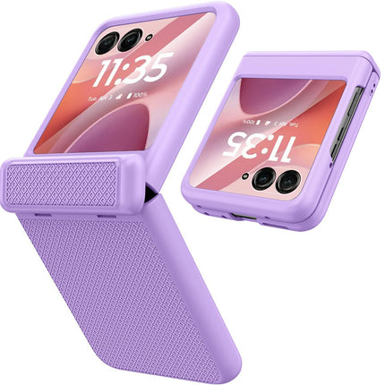 Kapa Textured Grip Hinge Protection Back Cover for Moto Razr 60/50 | with [Inbuilt Glass] Full Body Shockproof Hard Back Case (Purple)