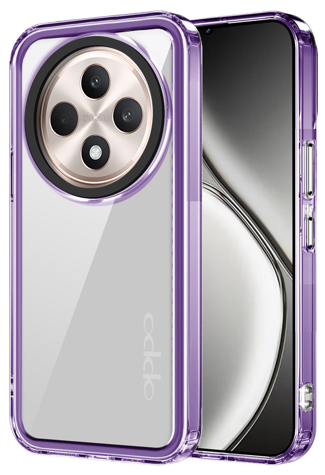 Kapa Warrior Acrylic Clear Back Cover For Oppo F27 Pro / Oppo F27 Pro Plus | Slim Shockproof [Military Grade Protection] Hybrid Bumper Case (Purple Sides)