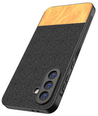 Kapa Soft Fabric & Leather Hybrid Protective Back Cover for Samsung Galaxy A16 | Shockproof Slim Hard Anti Slip Back Case (Black,Brown)
