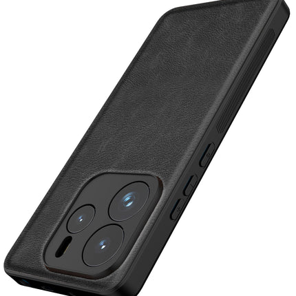 Kapa Tux Leather Back Cover for Redmi Note 14 (5G) | Slim Shockproof Camera Protection Bumper Case (Black)