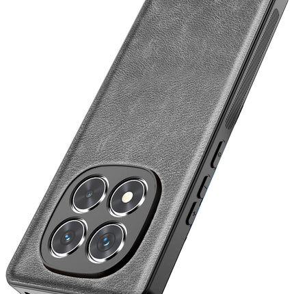 Kapa Tux Leather Back Cover for Redmi Note 14 Pro (5G) | Slim Shockproof Camera Protection Bumper Case (Grey)