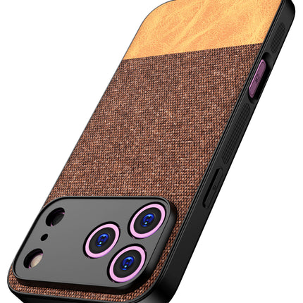 Kapa Soft Fabric & Leather Hybrid Protective Back Cover for Apple iPhone 17 Pro Max | Shockproof Slim Hard Anti Slip Back Case (Brown)