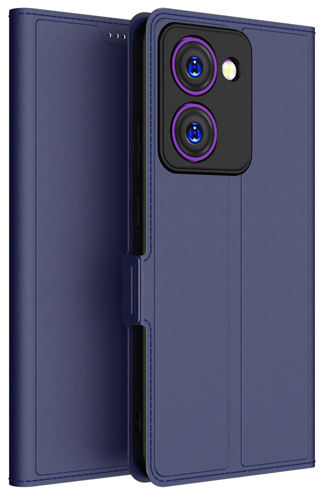 Kapa Noble Slim Magnetic Leather Flip Case Cover for Realme P3 Ultra | Card Holder Stand Flip Wallet Case (Blue)