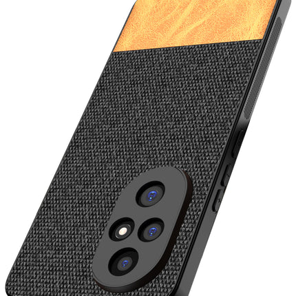 Kapa Soft Fabric & Leather Hybrid Protective Back Cover for Honor 200 Pro (5G) | Shockproof Slim Hard Anti Slip Back Case (Black,Brown)