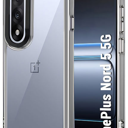 Kapa Warrior Acrylic Clear Back Cover For OnePlus Nord 5 | Slim Shockproof [Military Grade Protection] Hybrid Bumper Case (Grey Sides) - Mobizang