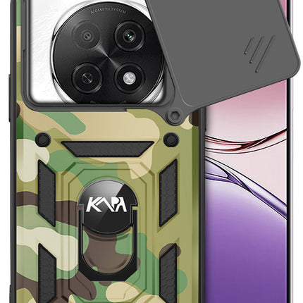 Kapa Tank Back Cover for Oppo F29 5G | Inbuilt Ring + Slider Shockproof Lens Protection Bumper Back Case (Green)