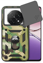 Kapa Tank Back Cover for Oppo F29 5G | Inbuilt Ring + Slider Shockproof Lens Protection Bumper Back Case (Green)