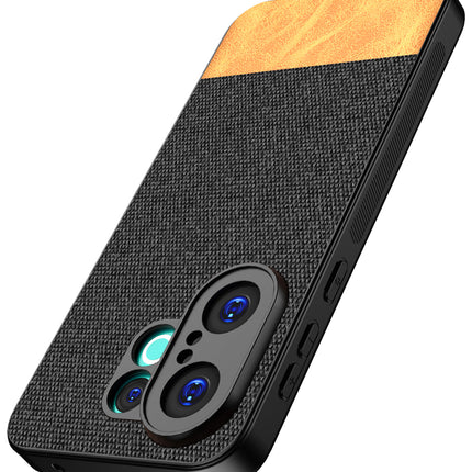 Kapa Soft Fabric & Leather Hybrid Protective Back Cover for Vivo X200 FE 5G | Shockproof Slim Hard Anti Slip Back Case (Black,Brown)