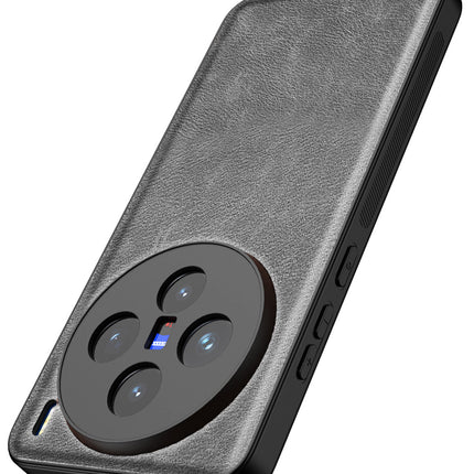 Kapa Tux Leather Back Cover for Vivo X200 (5G) | Slim Shockproof Camera Protection Bumper Case (Grey)