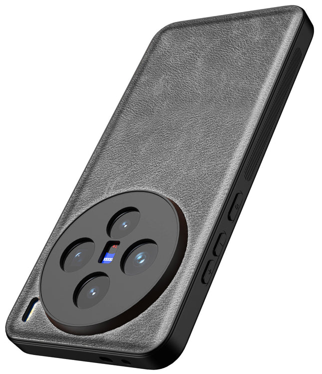 Kapa Tux Leather Back Cover for Vivo X200 (5G) | Slim Shockproof Camera Protection Bumper Case (Grey)