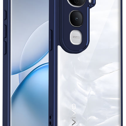 Kapa Hawkeye Clear Slim Tough Back Cover for Vivo Y400 Pro 5G | Camera Lens Protector Anti Yellow Shockproof Clear Hybrid Case Cover (Blue Sides)