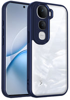 Kapa Hawkeye Clear Slim Tough Back Cover for Vivo Y400 Pro 5G | Camera Lens Protector Anti Yellow Shockproof Clear Hybrid Case Cover (Blue Sides)