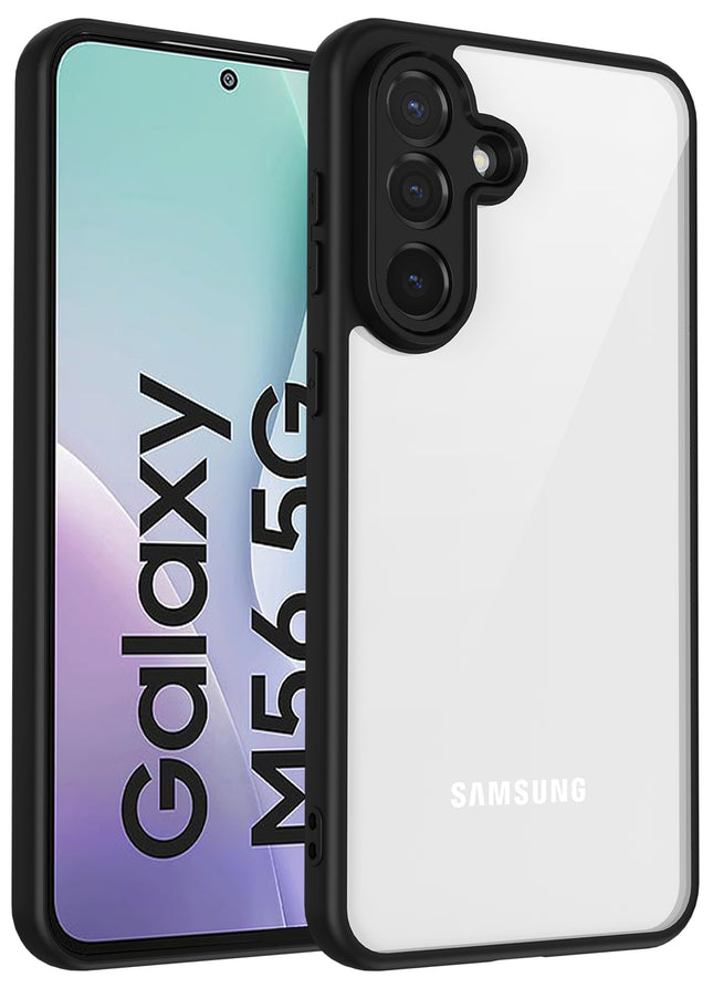 Kapa Hawkeye Clear Slim Tough Back Cover for Samsung Galaxy M56 | Camera Lens Protector Anti Yellow Shockproof Clear Hybrid Case Cover (Black) - Mobizang