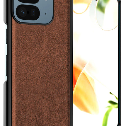 Kapa Tux Leather Back Cover for Google Pixel 9 Pro Fold | Slim Shockproof Camera Protection Bumper Case (Brown) - Mobizang