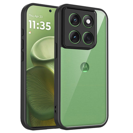 Kapa Hawkeye Clear Slim Tough Back Cover for Moto Edge 70 | Camera Lens Protector Anti Yellow Shockproof Clear Hybrid Case Cover (Black)