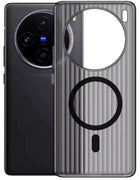 Kapa Wave Magnetic Frosted Grip Back Cover for Vivo X100 Pro | [MagSafe Compatible] Wireless charging, Slim, Metal Buttons Matte Finish Back Case (Grey) - Mobizang