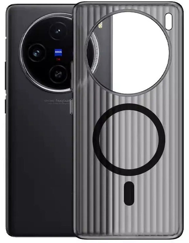 Kapa Wave Magnetic Frosted Grip Back Cover for Vivo X100 Pro | [MagSafe Compatible] Wireless charging, Slim, Metal Buttons Matte Finish Back Case (Grey) - Mobizang
