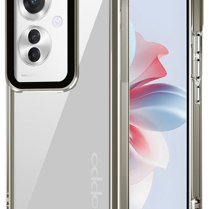 Kapa Warrior Acrylic Clear Back Cover For Oppo F25 Pro (5G) | Slim Shockproof [Military Grade Protection] Hybrid Bumper Case (Grey Sides)