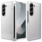 Kapa Geometric S Pen Holder Hinge Protection Back Cover for Samsung Galaxy Z Fold6 / Fold 6 | Slim Shock proof Case with Inbuilt Glass & S Pen Slot (Silver)