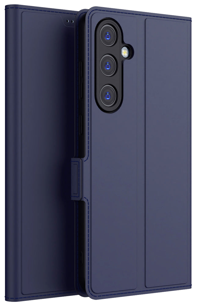Kapa Noble Slim Magnetic Leather Flip Case Cover for Samsung Galaxy S24 FE | Card Holder Stand Flip Wallet Case (Blue) - Mobizang