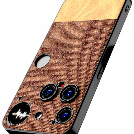 Kapa Soft Fabric & Leather Hybrid Protective Back Cover for Nothing Phone 3 5G | Shockproof Slim Hard Anti Slip Back Case (Brown)