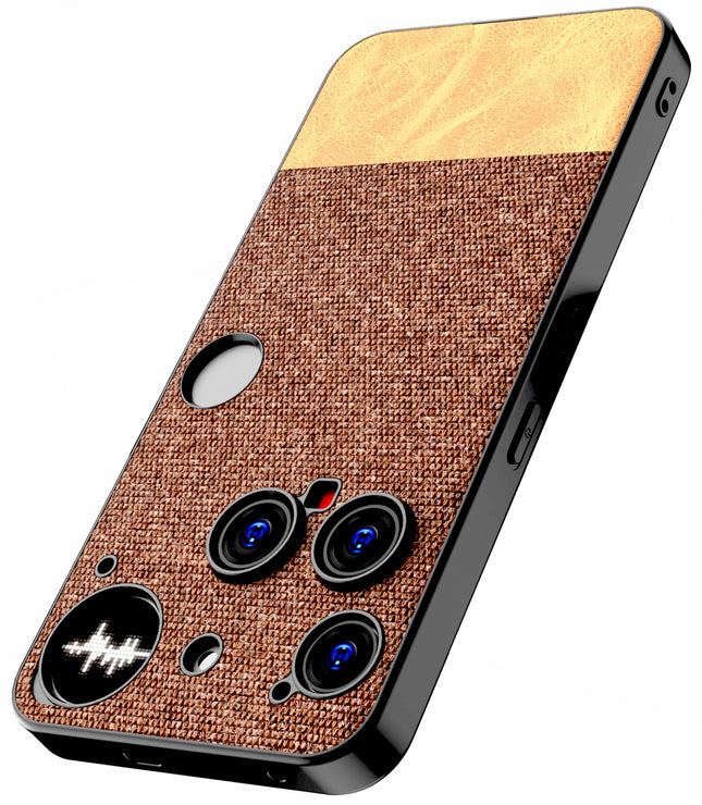 Kapa Soft Fabric & Leather Hybrid Protective Back Cover for Nothing Phone 3 5G | Shockproof Slim Hard Anti Slip Back Case (Brown)
