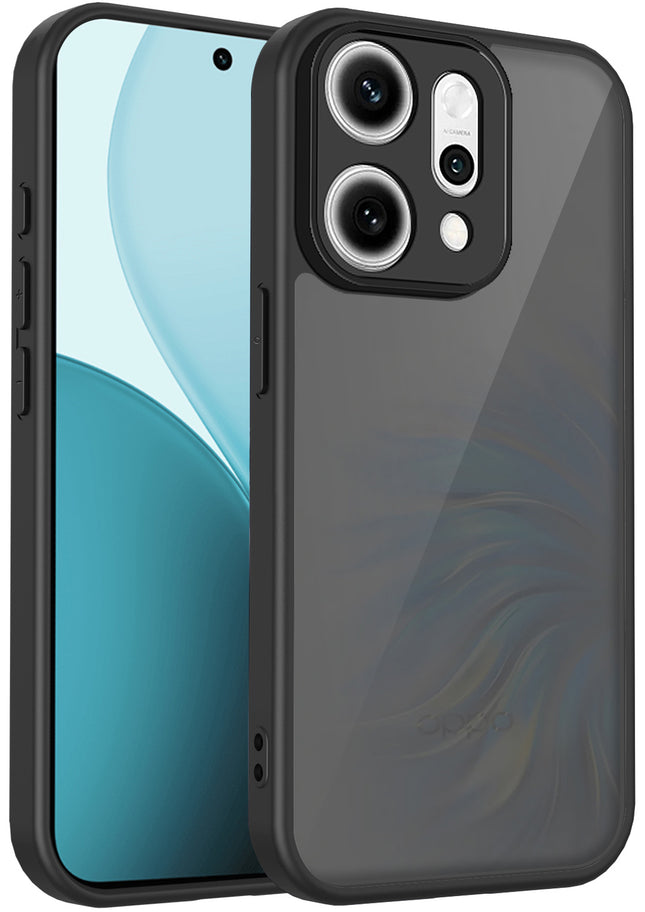 Kapa Smoked Hawkeye Matte Slim Tough Back Cover for Oppo Reno 14 5G | Camera Lens Protector Anti Yellow Shockproof Matte Hybrid Case Cover (Smoked Black)