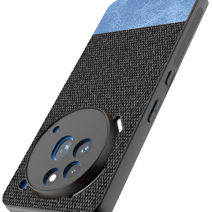 Kapa Soft Fabric & Leather Hybrid Protective Back Cover for Nothing Phone 3A Pro | Shockproof Slim Hard Anti Slip Back Case (Black,Blue) - Mobizang