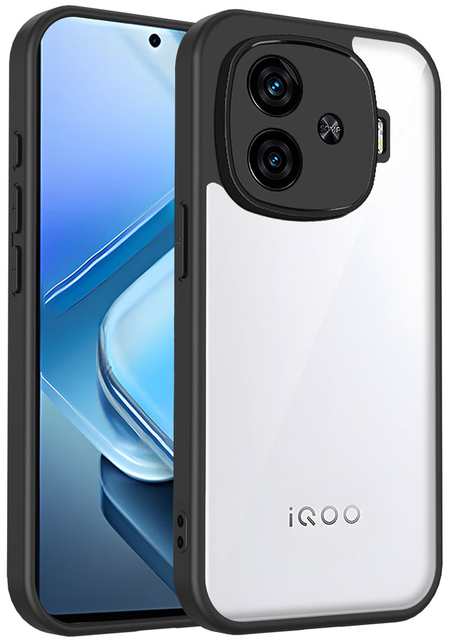 Kapa Hawkeye Clear Back Cover for iQoo Neo 10R | Camera Lens Protector Shockproof Slim Clear Case Cover (Black Sides)