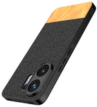 Kapa Soft Fabric & Leather Hybrid Protective Back Cover for Vivo V60 / V60e / Vivo T4 Pro 5G | Shockproof Slim Hard Anti Slip Back Case (Black,Brown)