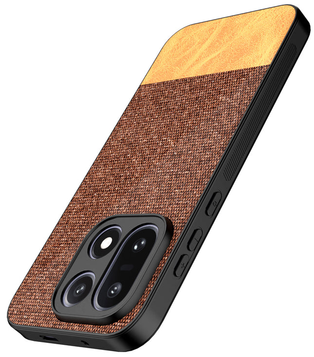 Kapa Soft Fabric & Leather Hybrid Protective Back Cover for OnePlus 15 | Shockproof Slim Hard Anti Slip Back Case (Brown)