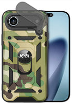 Kapa Tank Back Cover for Apple iPhone 17 Air | Inbuilt Ring + Slider Shockproof Lens Protection Bumper Back Case (Green)
