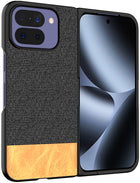 Kapa Soft Fabric & Leather Hybrid Protective Back Cover for Google Pixel 10 PRO FOLD | Shockproof Slim Hard Anti Slip Back Case (Black,Brown) - Mobizang