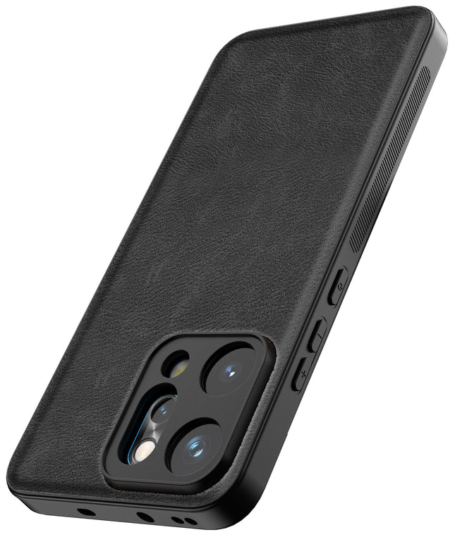 Kapa Tux Leather Back Cover for Oppo Reno 14 PRO 5G | Slim Shockproof Camera Protection Bumper Case (Black)