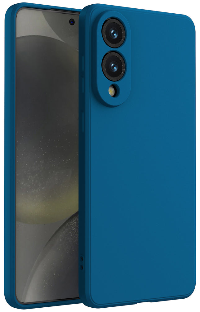 Kapa Matte Protective Lens Flexible Back Cover for Samsung Galaxy S25 Edge | Slim Silicone with Soft Lining Shockproof Full Body Bumper Case (Blue)