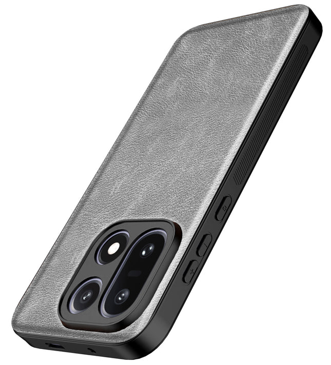 Kapa Tux Leather Back Cover for OnePlus 15 | Slim Shockproof Camera Protection Bumper Case (Grey)