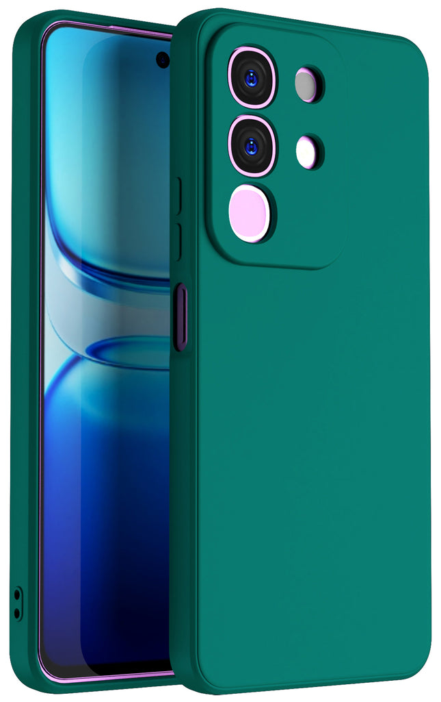 Kapa Matte Protective Lens Flexible Back Cover for Iqoo Z10x 5G / Vivo T4x 5G | Slim Silicone with Soft Lining Shockproof Full Body Bumper Case (Green)
