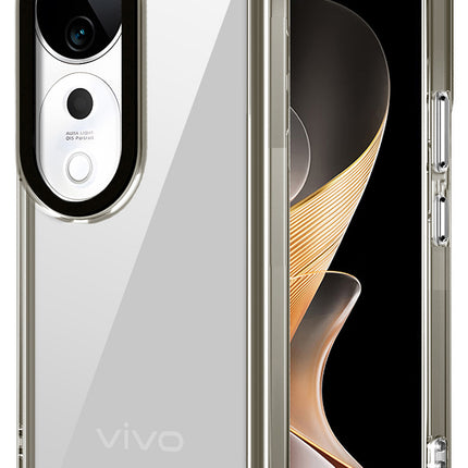 Kapa Warrior Acrylic Clear Back Cover For Vivo V31 Pro (5G) | Slim Shockproof [Military Grade Protection] Hybrid Bumper Case (Grey Sides)